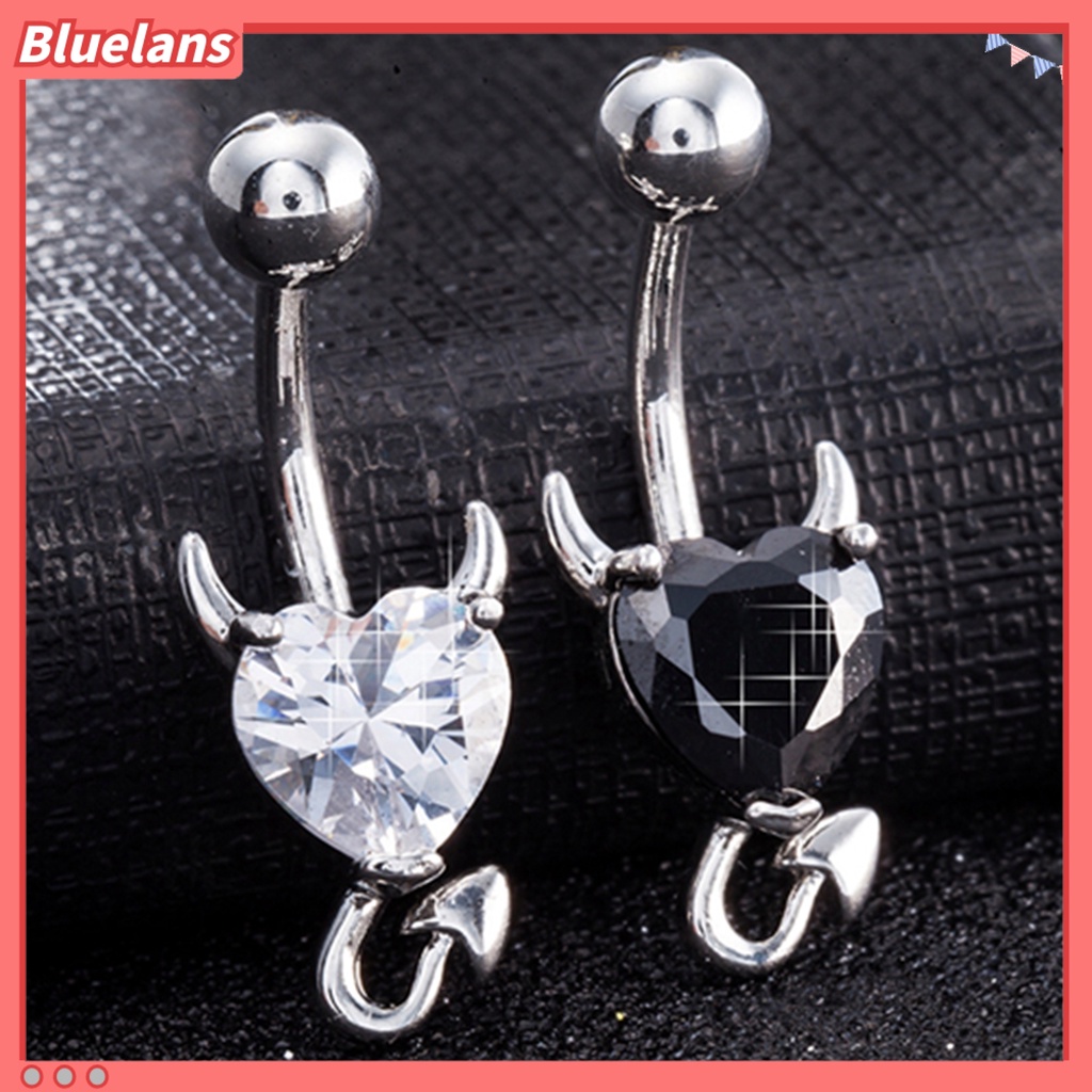 Bluelans Fashion Sexy Heart Shape Navel Belly Button Ring Rhinestone Body Piercing Jewelry