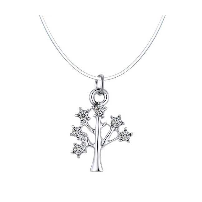 LRC Kalung Fashion Tree Happiness Tree Zircon Invisible Necklace D32469