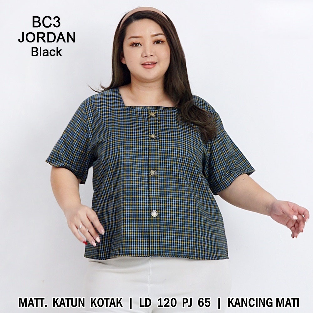 BIGCLO - (COD) LD 120cm Blouse Jumbo Wanita BC3 Baju Atasan Bigsize-Jordan (Black)
