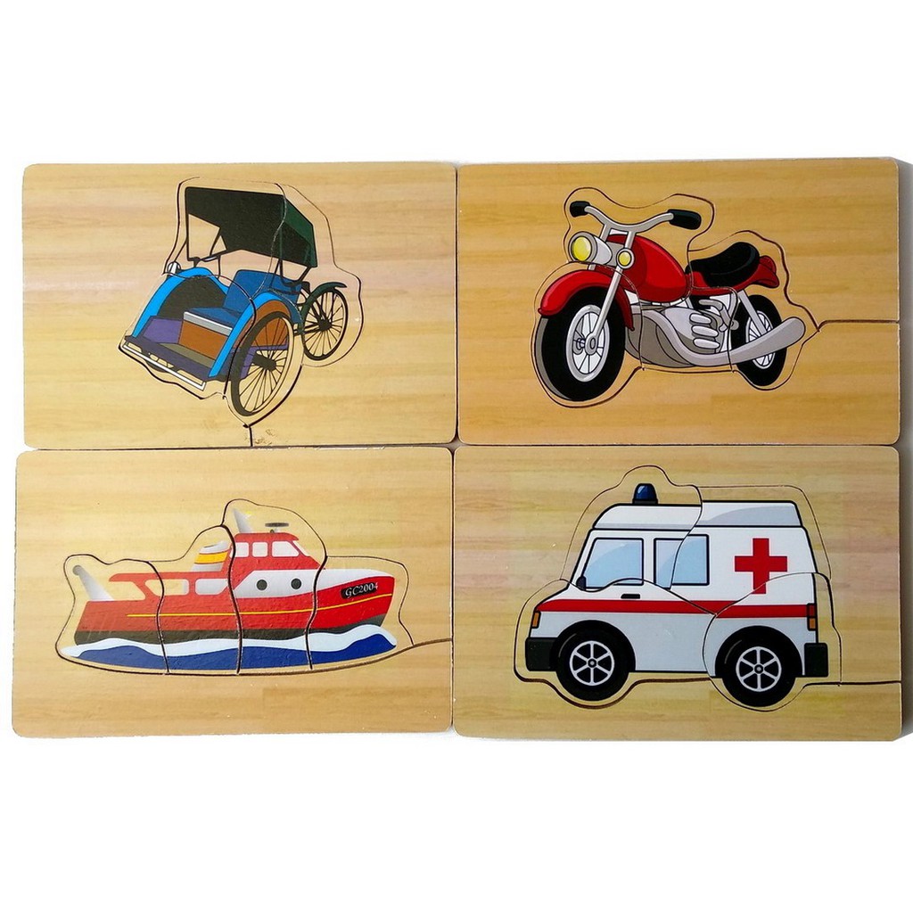 Puzzle Kayu Transportasi Mainan Edukasi Anak Kreasi Lokal