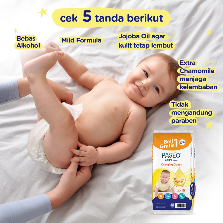 Paseo Baby Tissue Basah 50 Sheets Buy 1 Get 1 Free Bundle