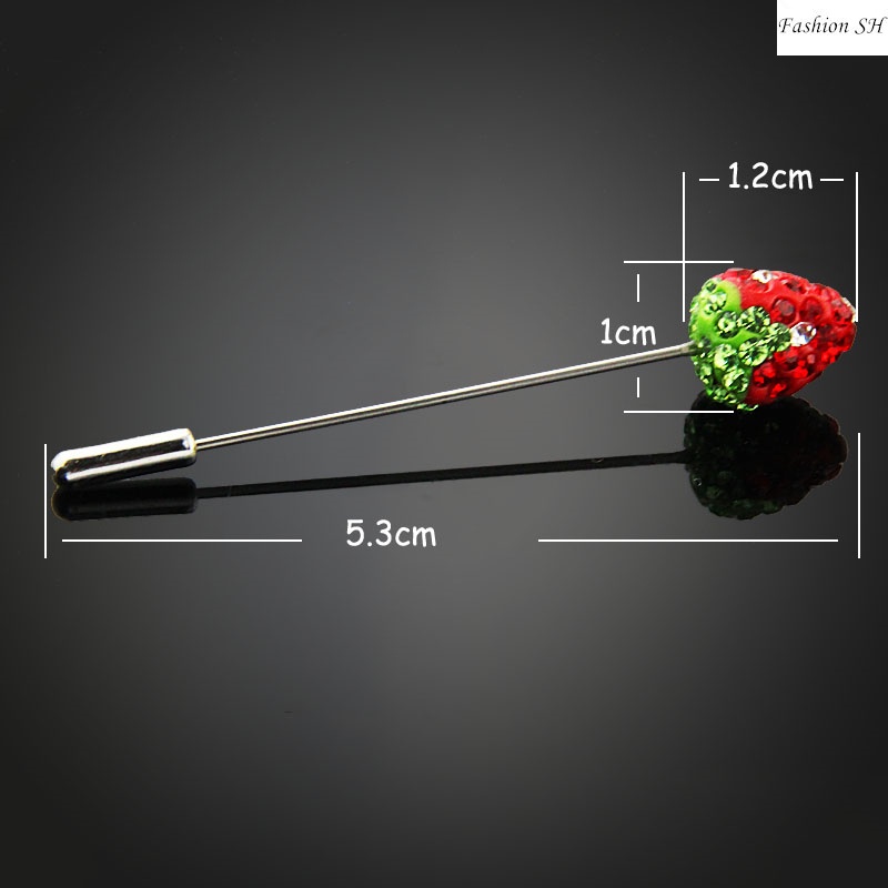 10pcs Bros Pin Bentuk strawberry Aksen Berlian Imitasi Untuk Hijab M30018-10PCS