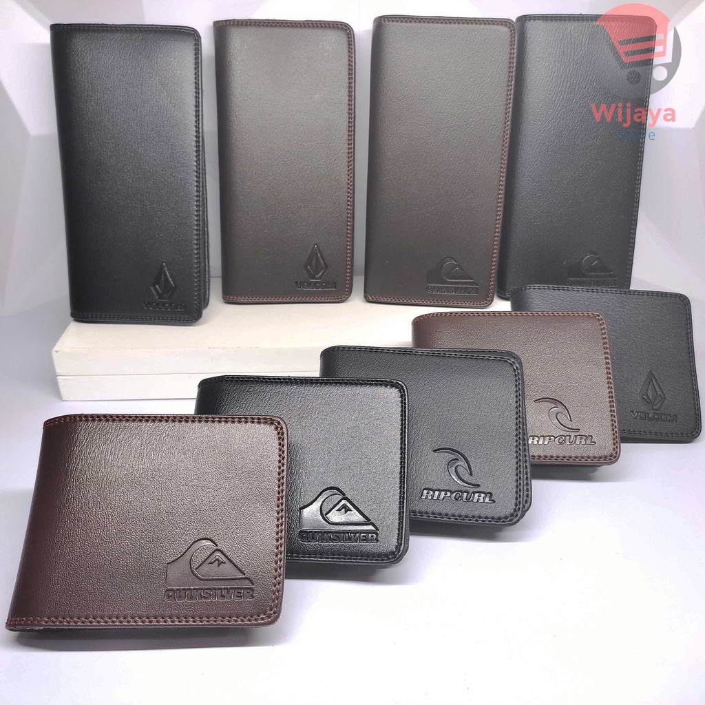 Dompet Pria Kulit Sintetis Like PU Leather Lipat Pendek Panjang Volcom Ripcurl Surfing