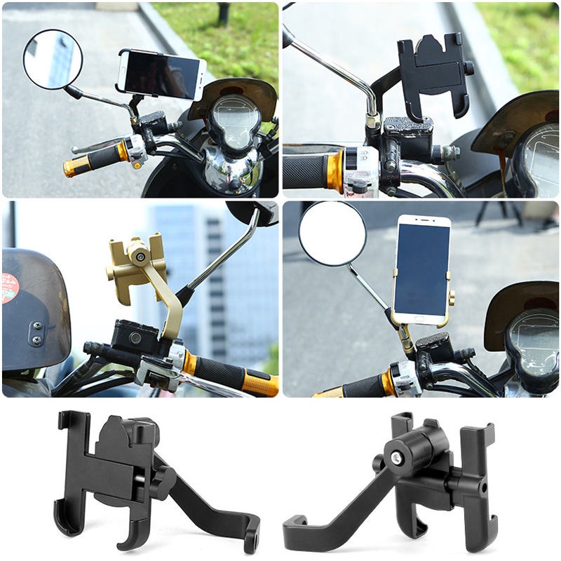 Phone Holder Hp Motor Spion Stang Full Besi Bahan Alloy Stand handphone Sepeda Senderan Dudukan Hape Alat Penyangga Hp SM20