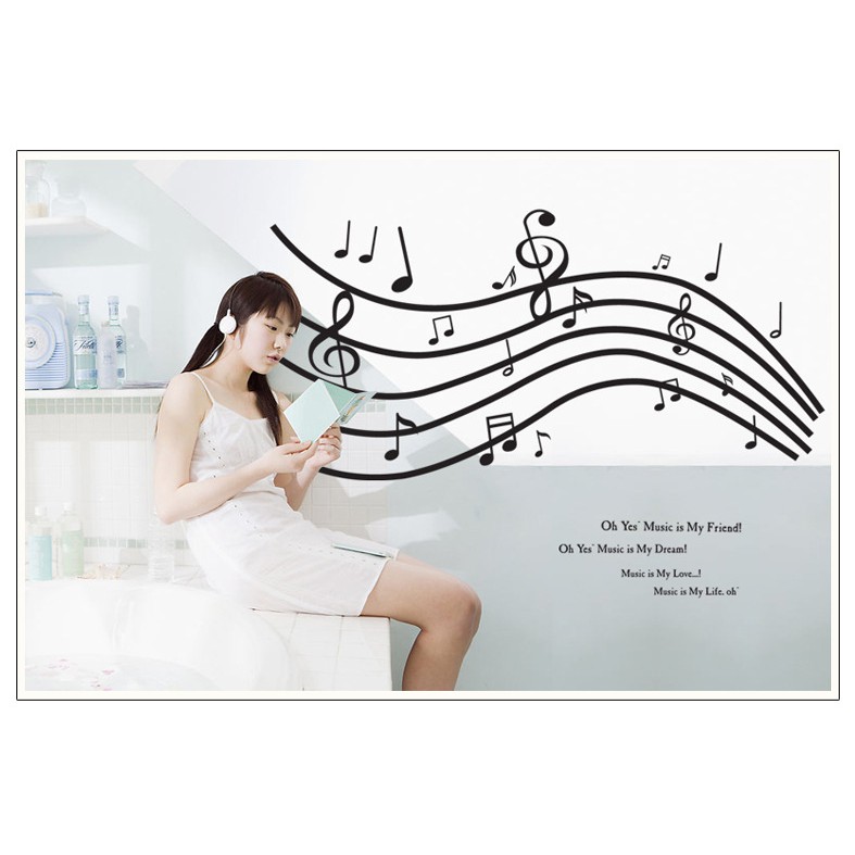 RELIZA WALL STICKER MUSIK NADA MELODI SONG NOTE AY9050 STIKER DINDING