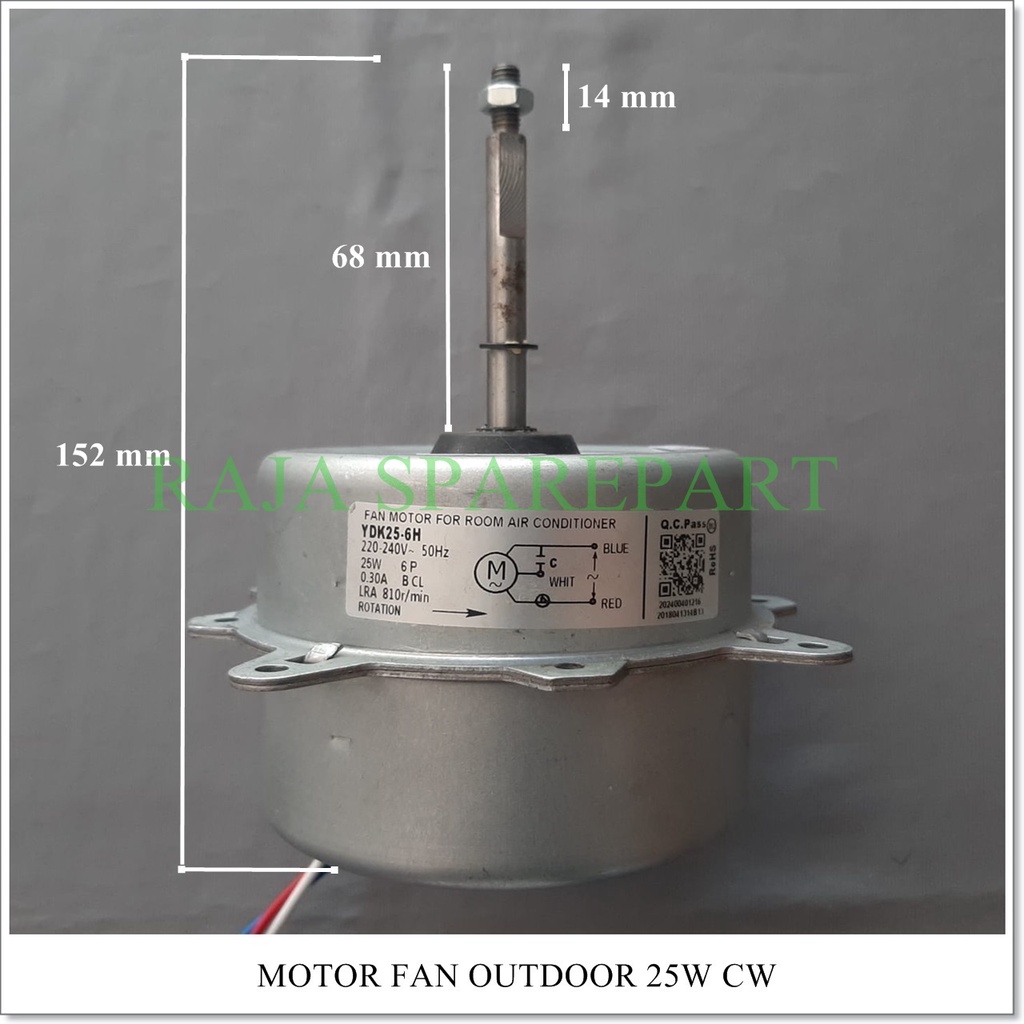 Motor Fan Outdoor AC 25Watt CW (Putaran As kearah Kanan - Searah Jarum Jam)