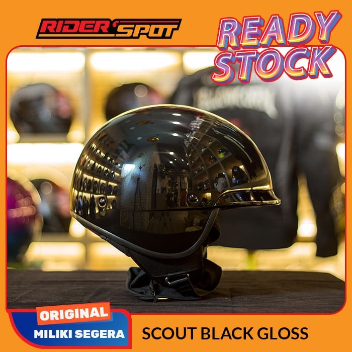 Helm Motor Bell Scout Air Glossy Black Half Face Original Helmet Touring