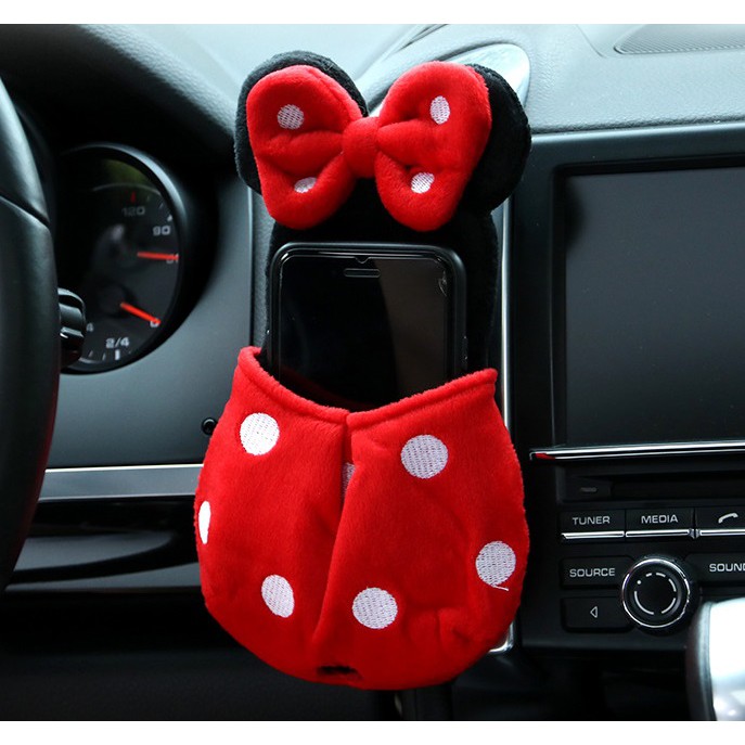 MICKEY MINNIE MOUSE POUCH Bludru Tempat Koin Kunci HP Karcis Kertas Parkir Gantung Lubang AC Limited