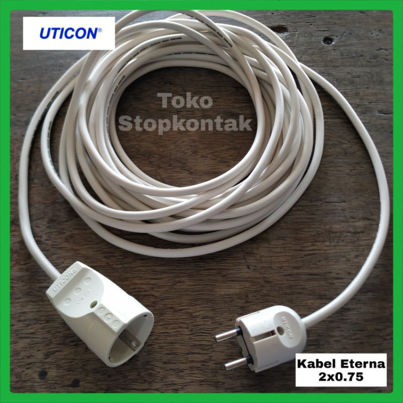sambungan kabel listrik uticon kabel eterna 1-15 meter dengan steker arde uticon