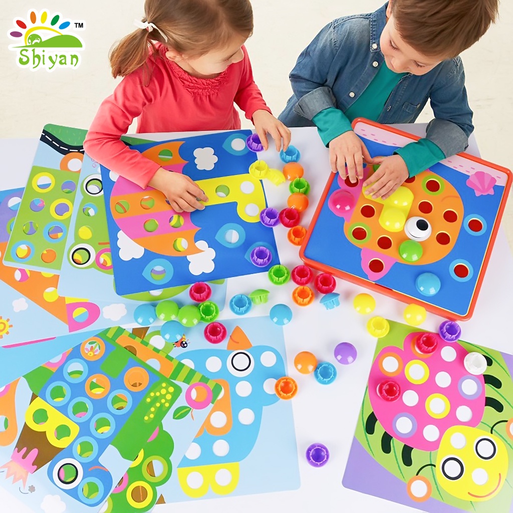 [Shiyan] mainan edukasi anak anak mainan papan seni art board education toys big button mushroom