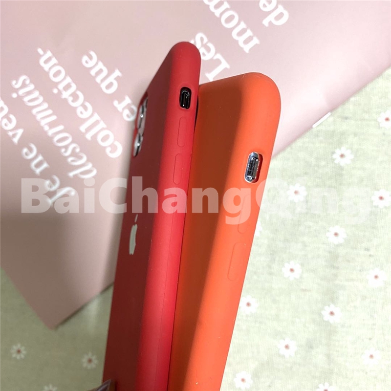 Casing Bahan Silikon Warna Oranye/Merah Mawar Untuk Iphone Xs Max Xr 6 7 8 Plus 11 Pro Max