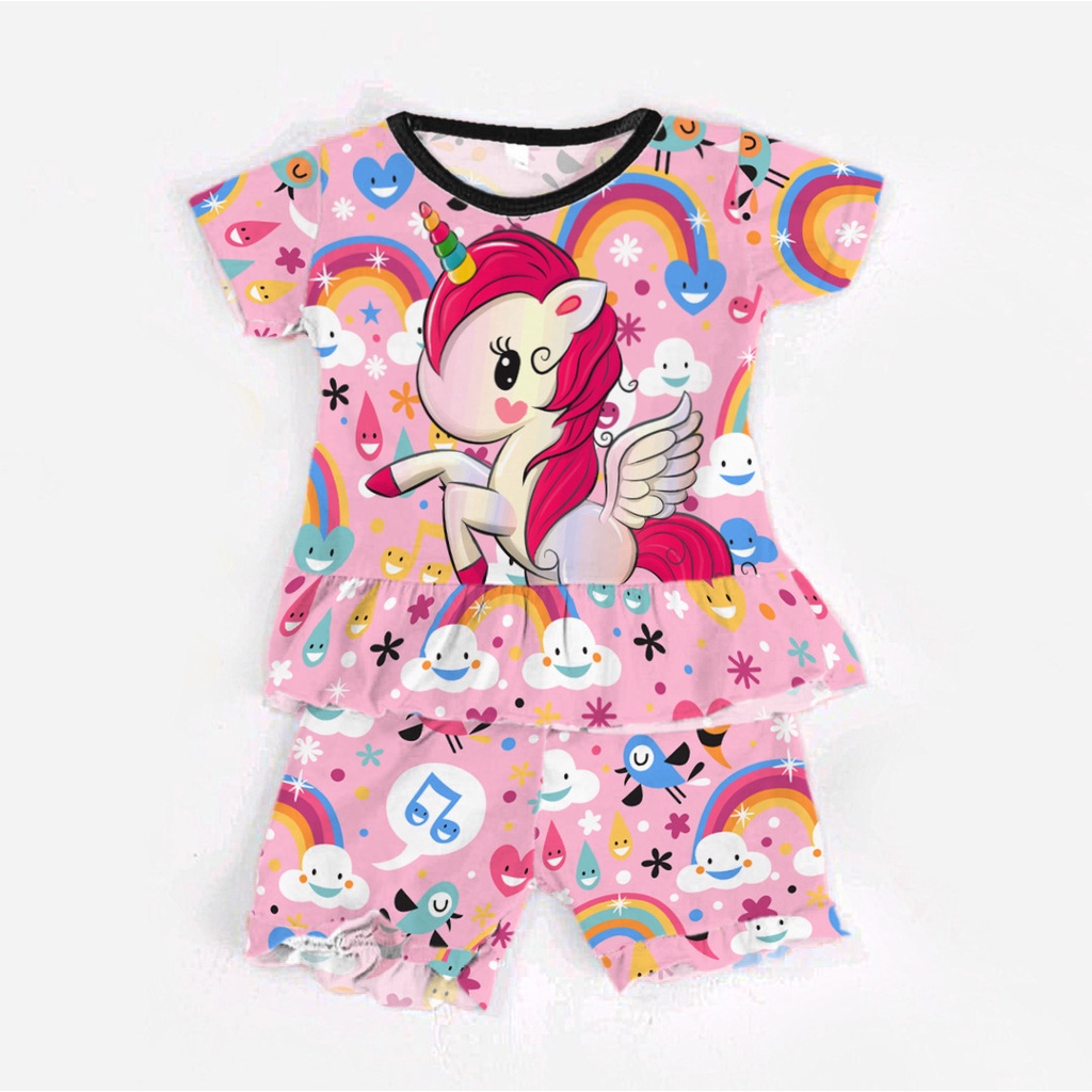 RILLO - SETELAN RUFFLE MOTIF PRINT / SET RUFFLE ANAK PEREMPUAN