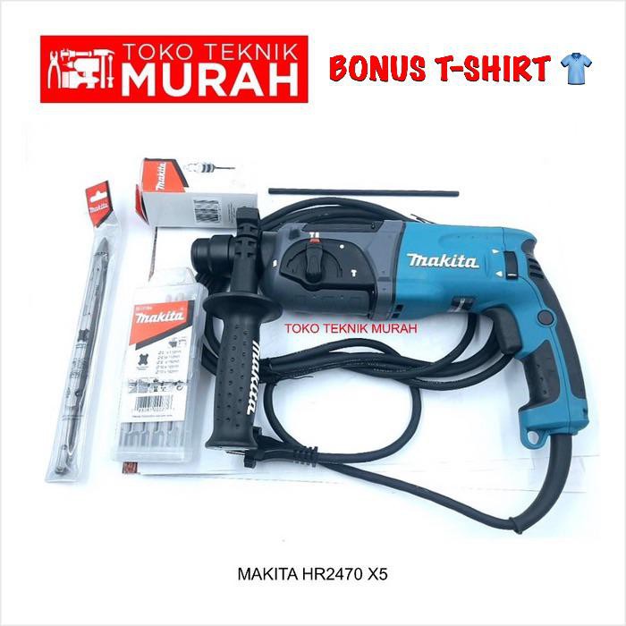 Makita HR 2470 / HR2470 X5 Mesin Bor Rotary Hammer + Demolition HR2470X5