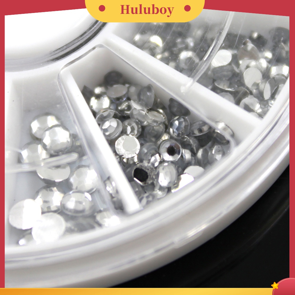 Huluboy Huluboy♡ 300pcs Stiker Glitter Berlian Imitasi 3D Dengan Kotak Roda Untuk Dekorasi Nail Art