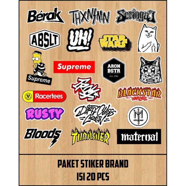 

Paket stiker brand distro isi 20 HYPEBEAST bahan graftac anti air random