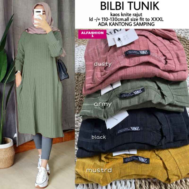 BILBI BILSA tunik kaos tunik jumbo import ld 110 130 tunik rajut knit by Al Fashion