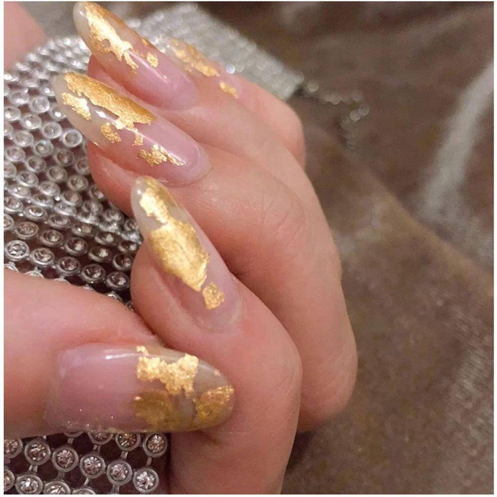 Solighter 12Grid Kuku Foil Emas Nail Art Dekorasi DIY Gold Glitter Flakes Irregular