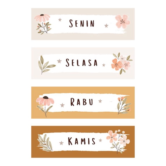 

stiker nama hari stiker label nama