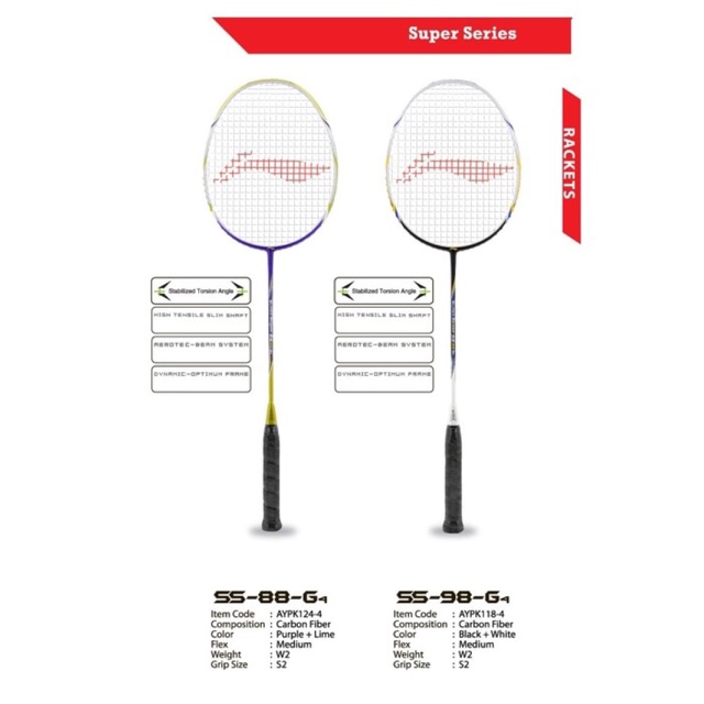 ORIGINAL LINING Raket Badminton - SS 88 / 98 Gen 4