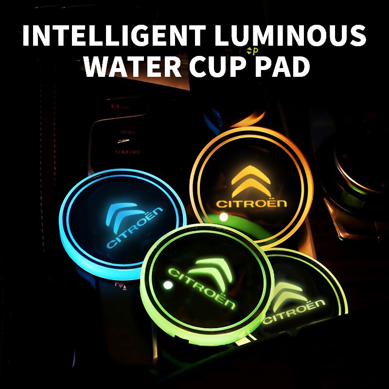 1 / 2pcs Holder Gelas Dengan Lampu Led Luminous Untuk Citroen C1 C2 C3 C4 C5 C6 C8 Grand Picasso