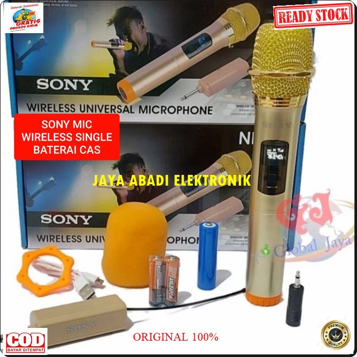 G492 SONY MIC WIRELESS MICROPHONE CAS CASAN BATERAI CHARGER UHF MIK KARAOKE Mic single pro vocal vokal suara audio sistem mik professional panggung dj studio sound system G492  Deskripsi Mic wireless Sony 1 pcs mic pegang 1 pcs transmitter/receiver 1 pcs