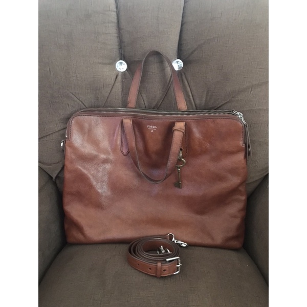 tas selempang fossil laptop coklat case preloved second 14” branded ransel backpack