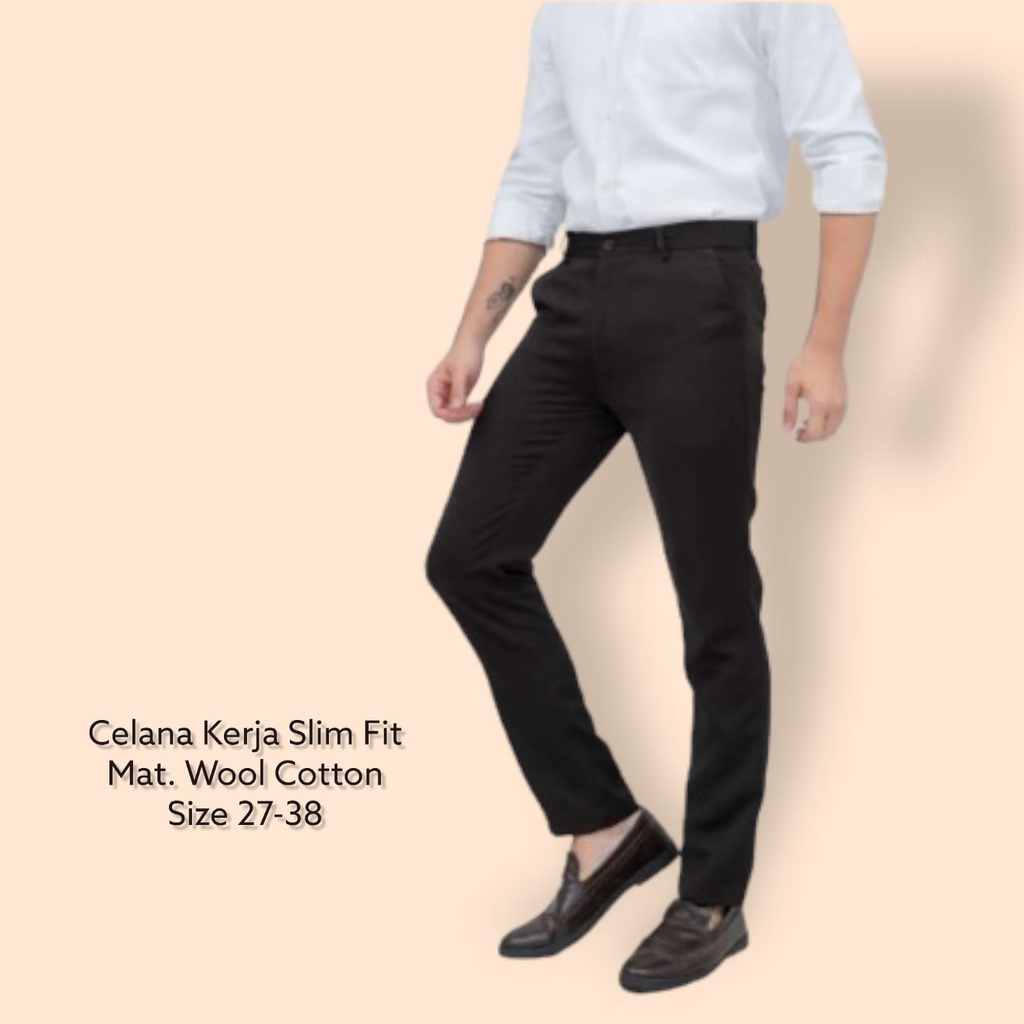 Celana Kerja Celana Panjang Celana Formal Pria Kantor Casual Fashion Pria Celana Pria Celana Chino Pria Formal Modern Slim Fit Panjang Hitam