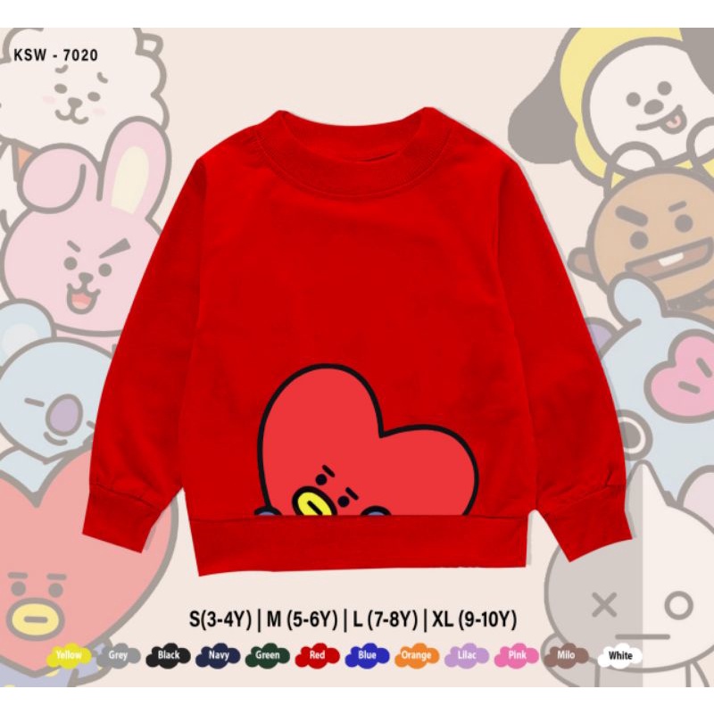 SWEATER ANAK BT21 TATA/RJ/MANG/KOYA/COOKY/SHOOKY/CHIMMY/VAN