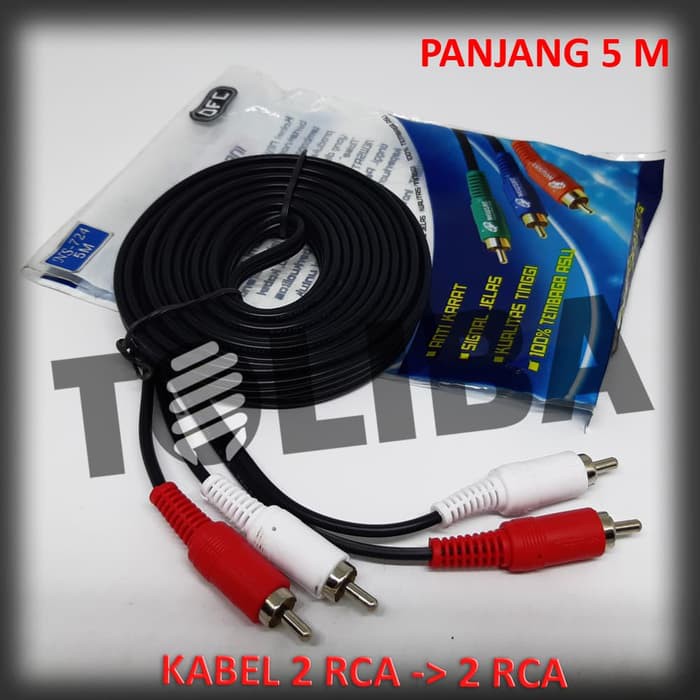 kabel jack rca audio 2 warna way 2-2 5m 5 meter anti karat bagus