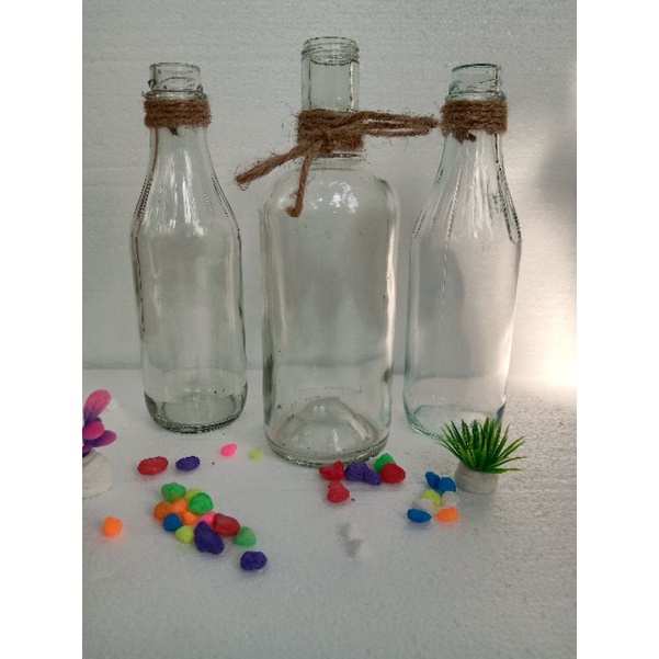 VAS BUNGA KACA TALI RAMI/BOTOL HIAS DEKORASI RUSTIC BUNGA KERING AESTHETIC