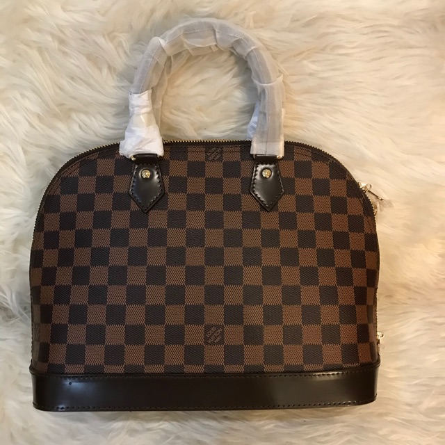Lv alma damier uk 30cm kualitas semi mirror ful kulit