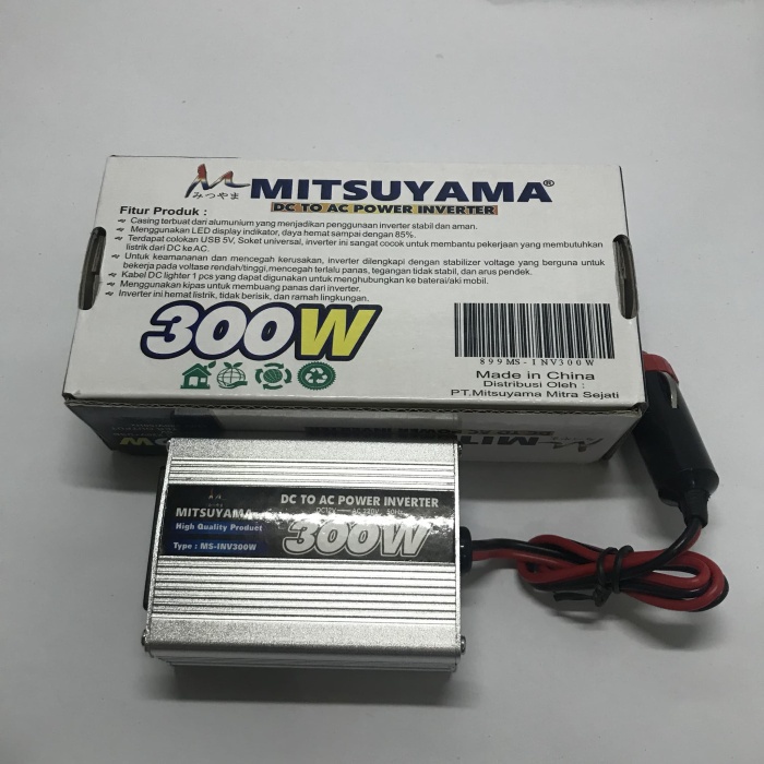 TERBARU~Mitsuyama Power Inverter 300 Watt Adaptor DC12V-AC220V / Inverter Mitsuyama MS-INV300W | FMS