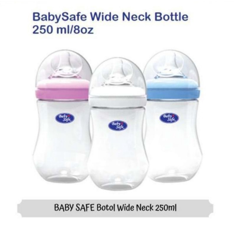 Baby Safe WN02 WN05 250ml (3m+) Milk Flow System Bottle Wide Neck Motif &amp; Polos