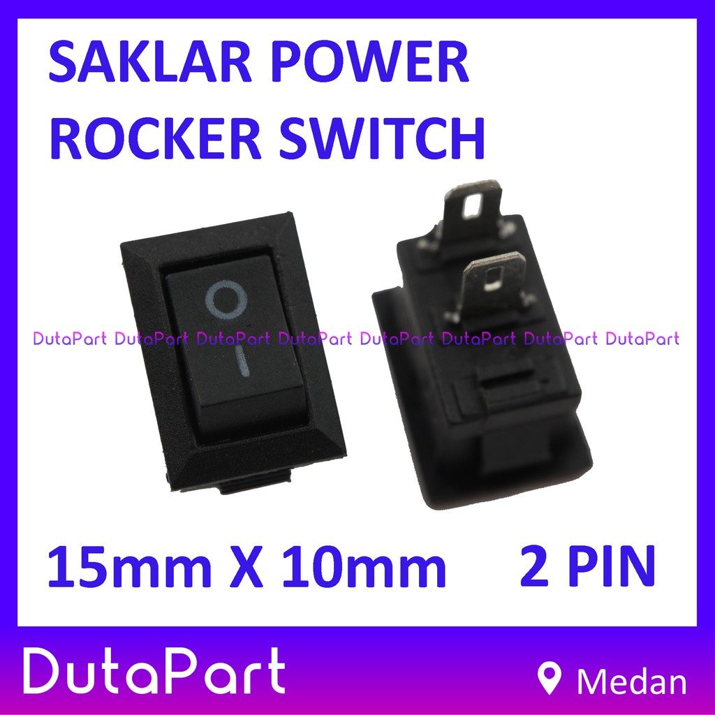 Saklar Power Rocker Switch ON OFF 15mm x 10mm 2 PIN Kaki 3A 250VAC