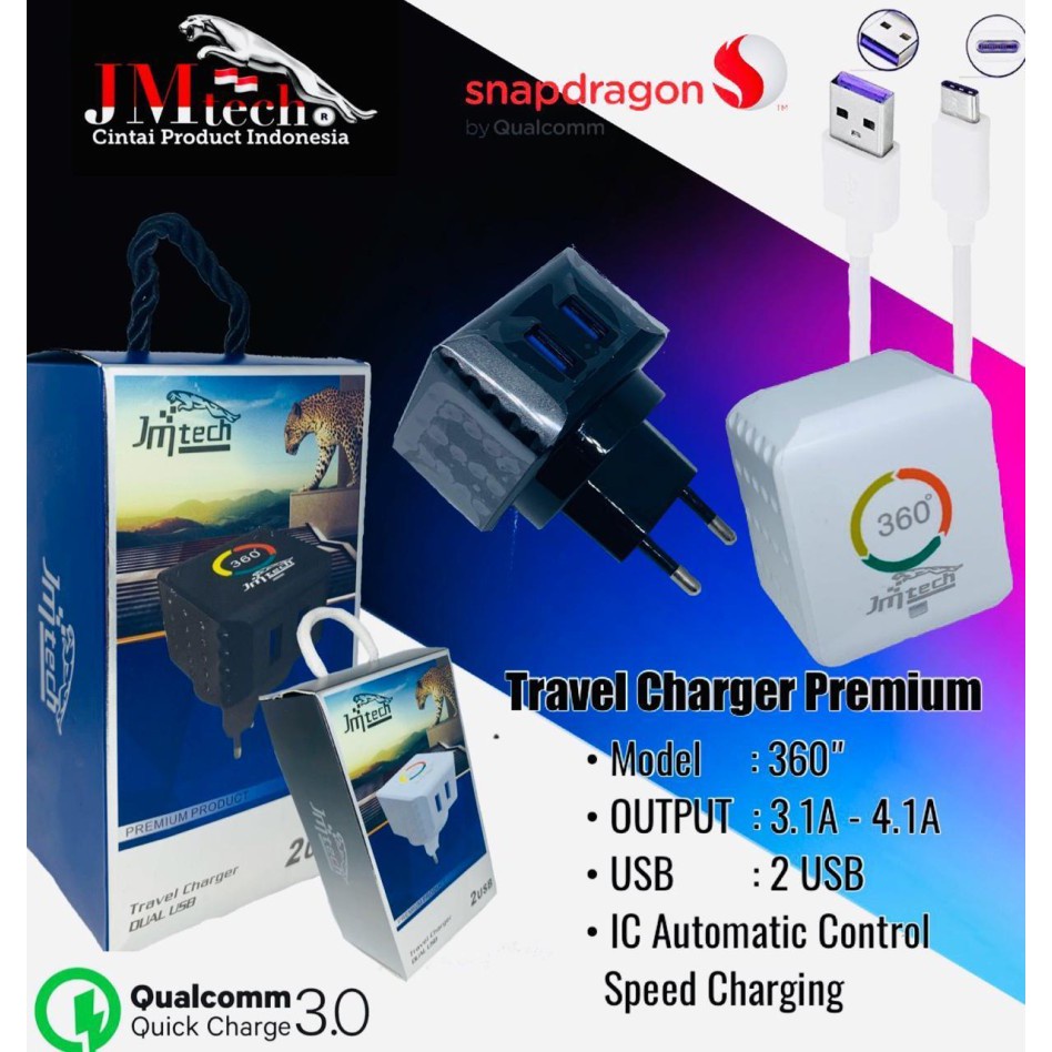 Travel Charger Premium jmtech IC Automatic control speed charging