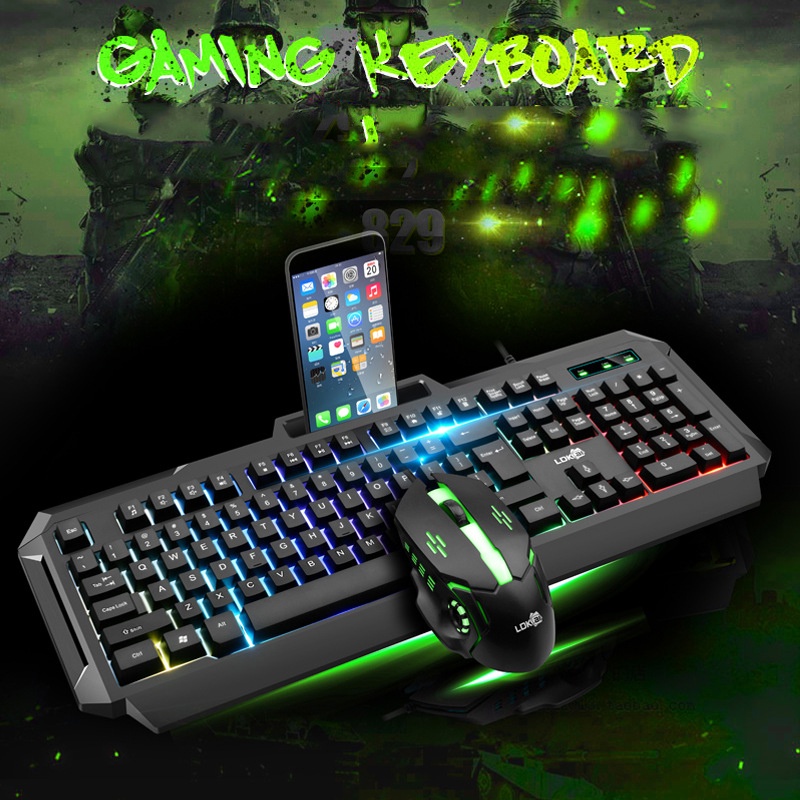 LDKAI Gaming Keyboard LED with Mouse - 829 - Black