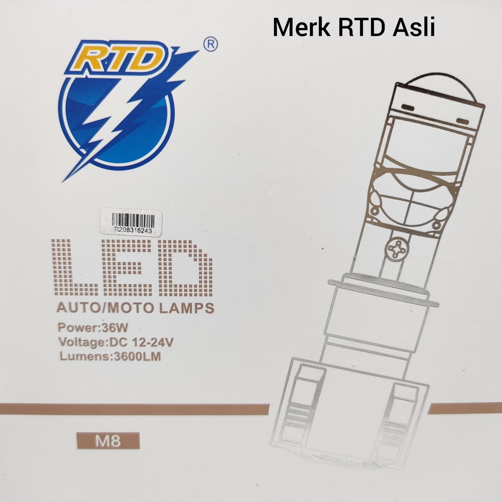 Lampu Utama LED Original RTD Rayton M8 Grade A + Kipas H4 H6 HS1 Headlamp High Quality Lampu Depan Motor