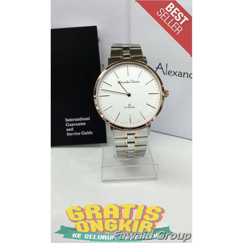 Best Seller Jam tangan Pria ALEXANDRE CHRISTIE AC 8513 PRIA SILVER COMBI GOLD ORIGINAL