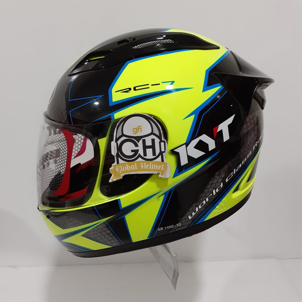 HELM FULL FACE KYT RC7 RC-7 RC SEVEN MOTIF #16 BLACK YELLOW