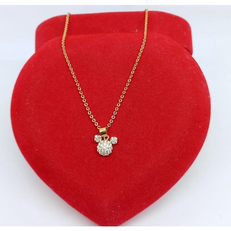 KALUNG ANAK PERAK ASLI 925 LAPIS EMAS/KALUNG ANAK NORI UKIR LIONTIN MICKEY MOUSE/KALUNG ASLI SILVER/KALUNG ANAK FASHION