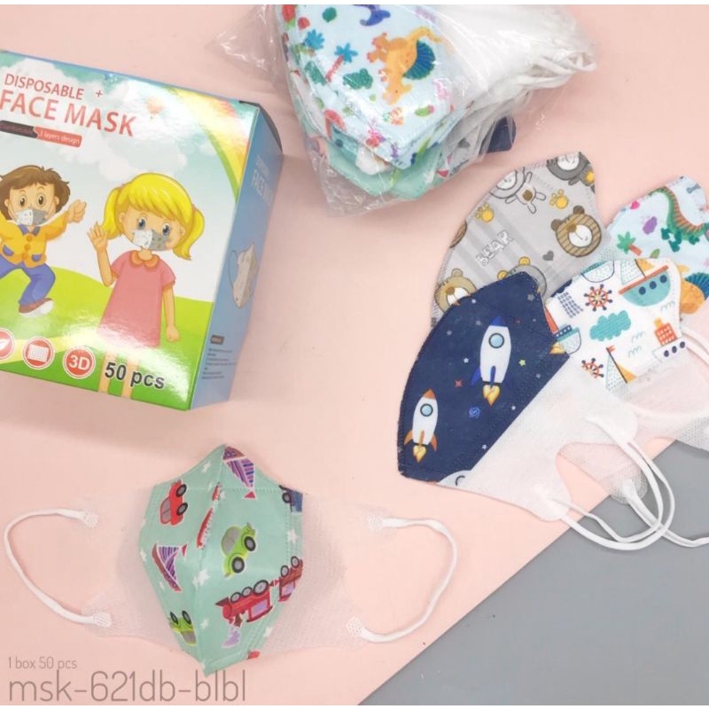 Masker Duckbill Anak 50pcs Disposable Face Mask