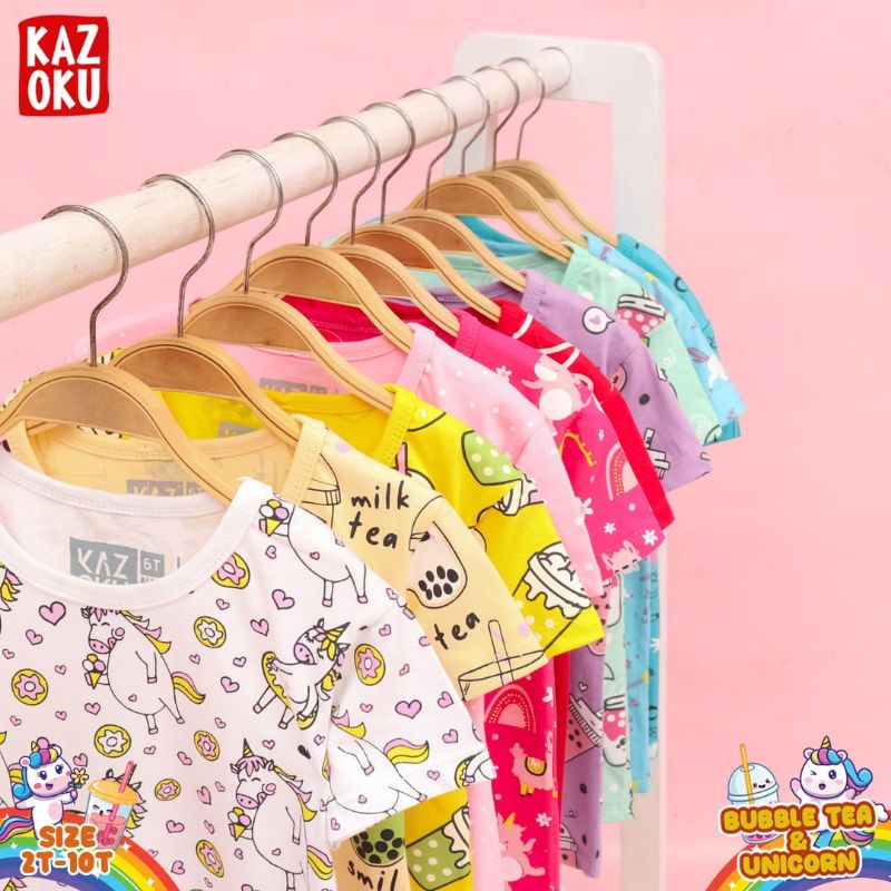 Kazoku Kaos Girl Fullprint Usia 2 sd 10 Tahun Kaos Anak Cewek