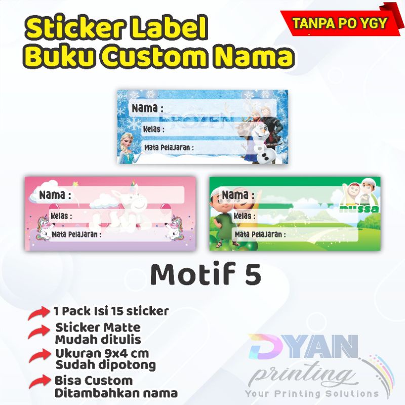 15 PCS STICKER LABEL BUKU CUSTOM NAMA