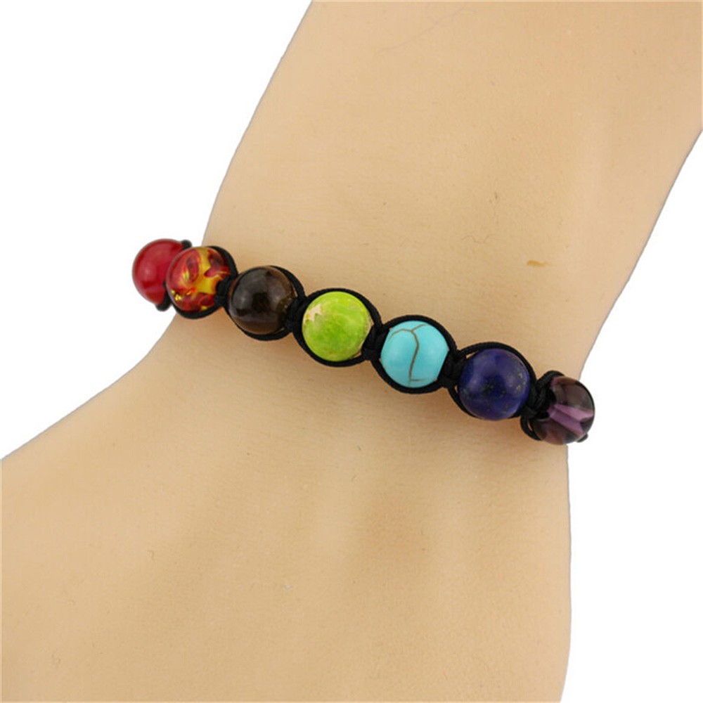 【COD Tangding】1 Pc Gelang Manik-Manik 7 Chakra Healing Balance Untuk Yoga