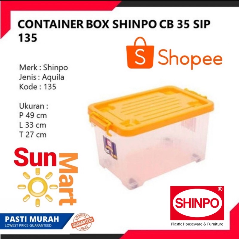 SHINPO Box Penyimpanan Kontainer Plastik 35L Aquila Container Box Lock Seal n Vacuum SPO-SIP-135