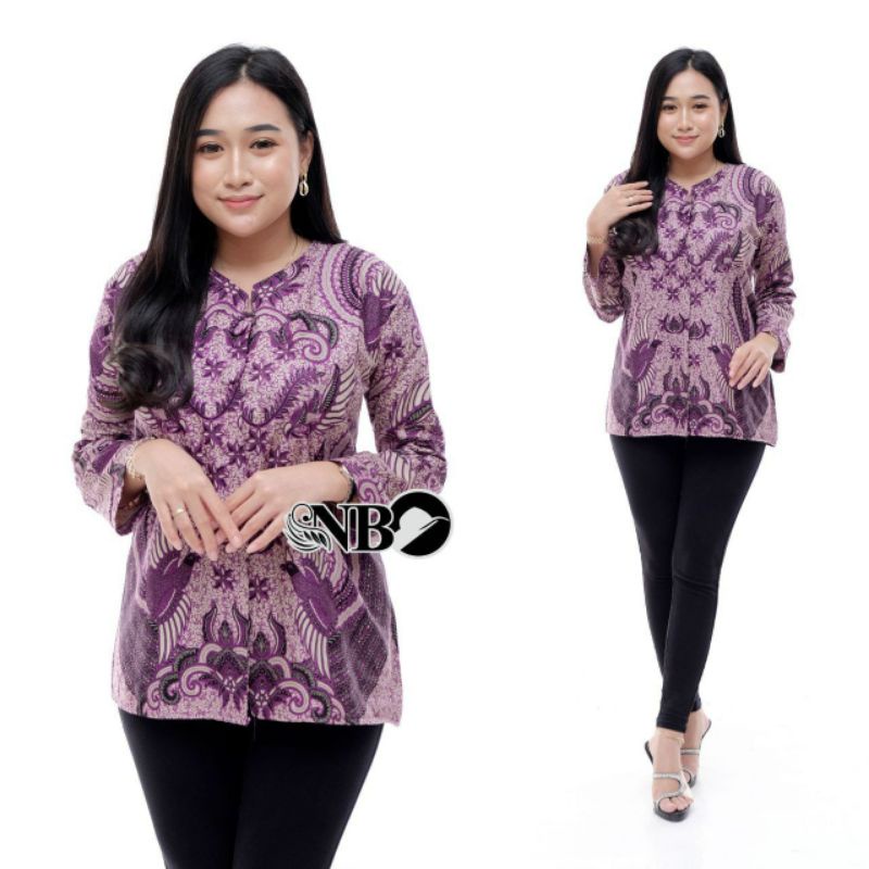 ATASAN BATIK WANITA LENGAN PANJANG BLOUSE KANCING DEPAN., MOTIF BATIK