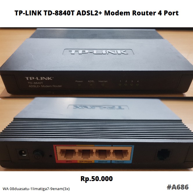 Jual TPLINK TD8840T ADSL2+ Modem Router 4 Port A686 Shopee Indonesia