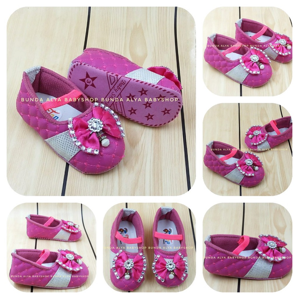 Sepatu Bayi Perempuan Pita PINK TUA- Prewalker Baby Girl - PW Bayi - Sepatu Bayi Alas Lembut SALE