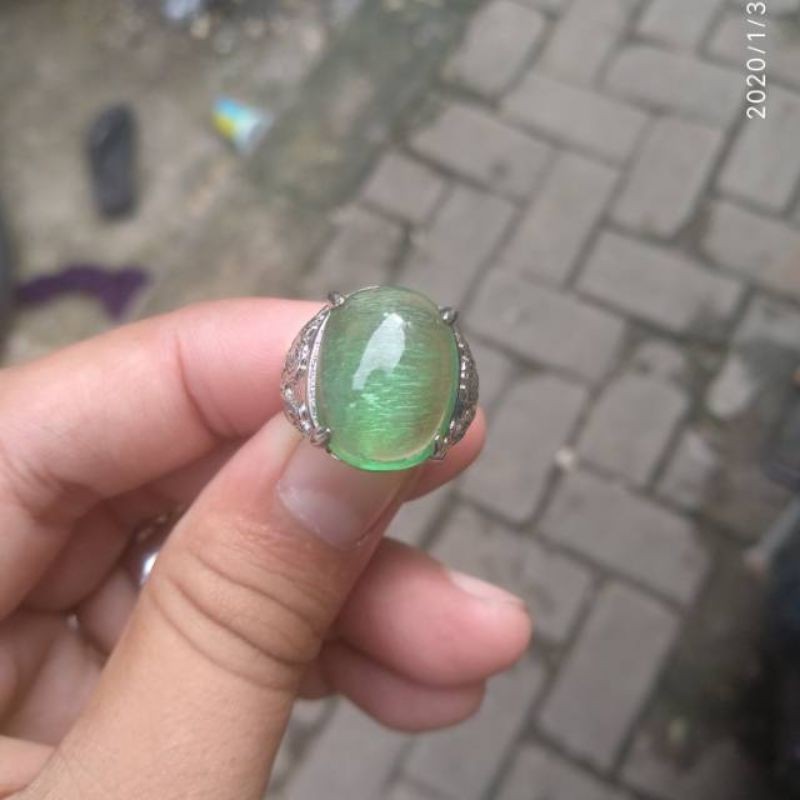 Cincin Batu Akik Permata Jamrud Kalimantan chatam (S)