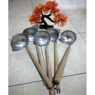 irus bakso kayu / centong bakso kayu / irus sendok centong kuah bakso baso sayur stainless